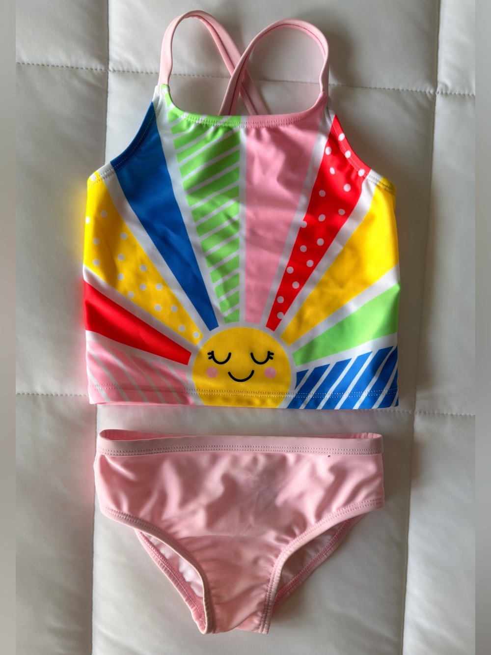 Wonder Nation Girls 3T Rainbow Sun 2 Piece Tankini Swimsuit